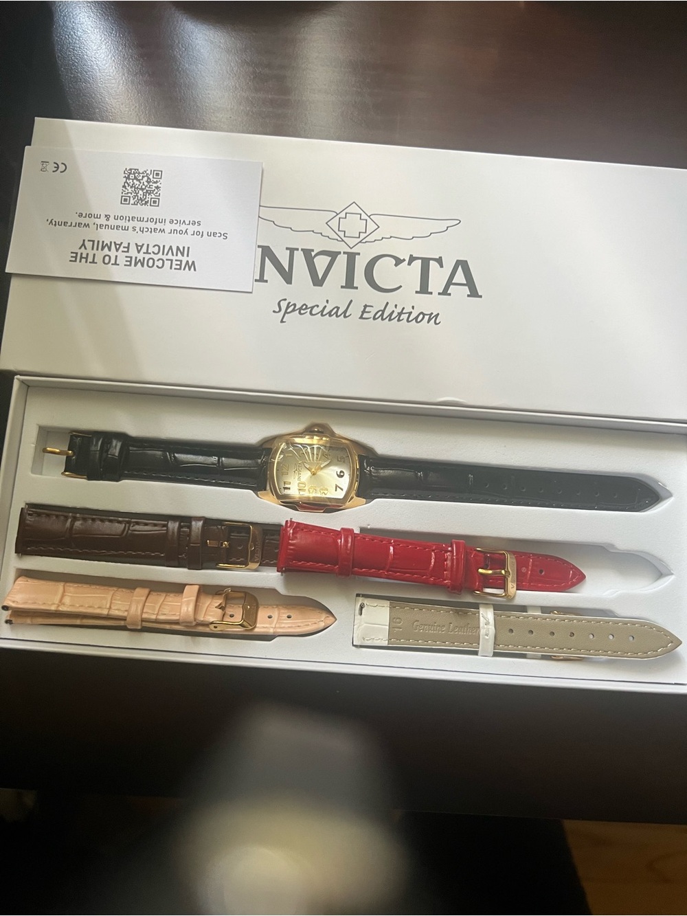 Invicta Interchangeable Strap Watch Set with Black, Brown, Red, Beige Straps